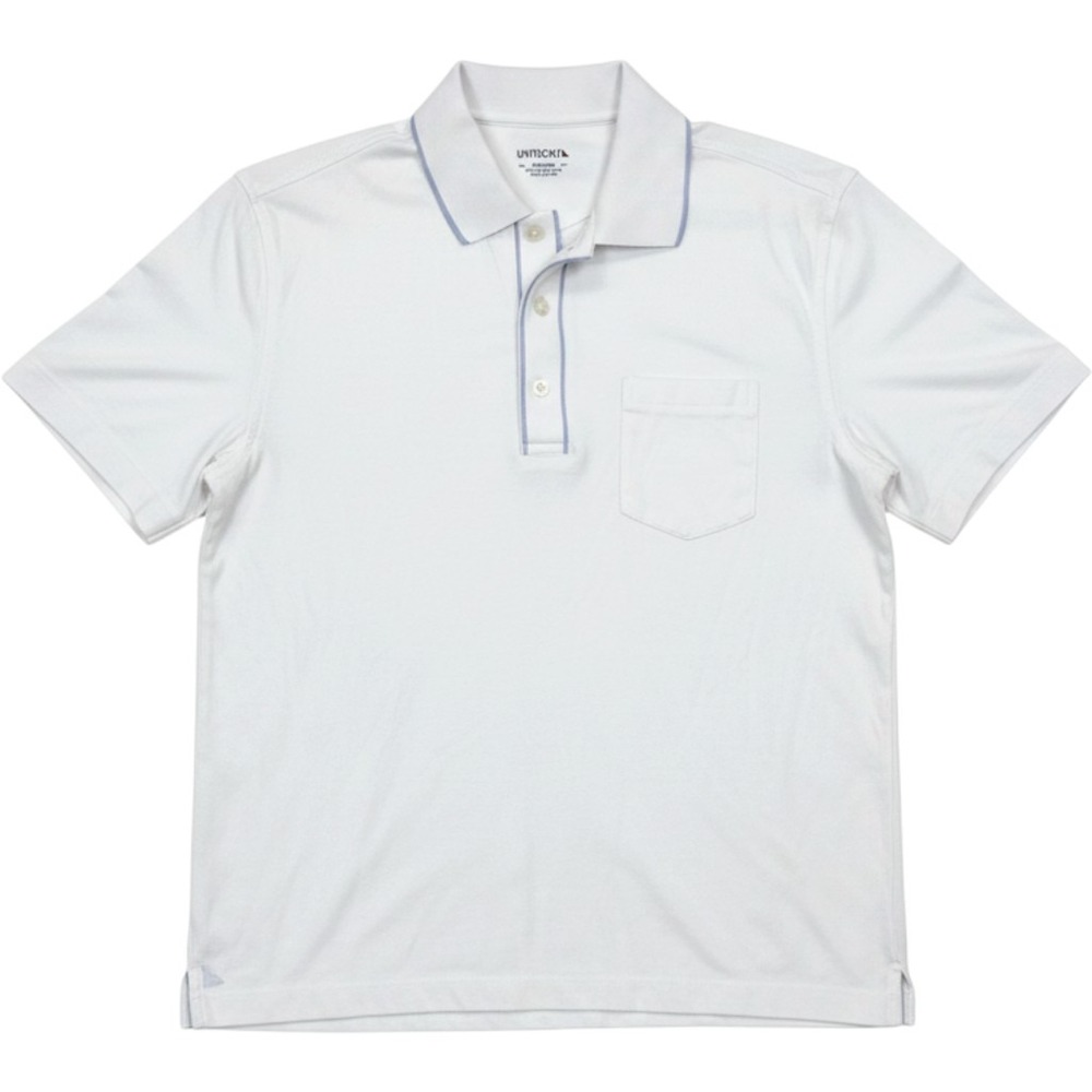 UNTUCKit Pax Polo Shirt Mens Medium White Blue Trim Cotton Short Sleeve 40003
